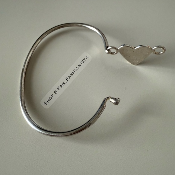 Sterling Silver Heart Bangle Bracelet - Picture 10 of 10